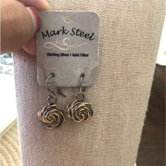 Vintage Jewelry - New Mark Steel Sterling Silver Gold Filled Earrings